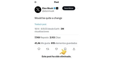 Elón Musk eliminó el mensaje en su red que parecía un elogio a la