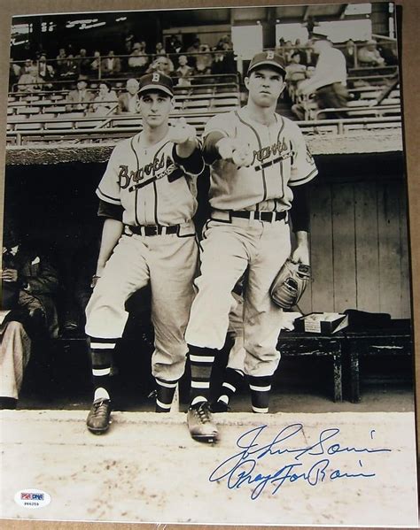 Johnny Sain Signed X Photo With Warren Spahn Pray For Rain Inscrip