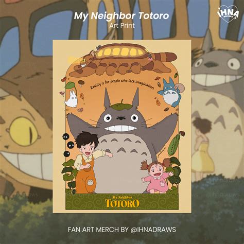 neighbor totoro art print studio ghibli aesthetic poster wall decor
