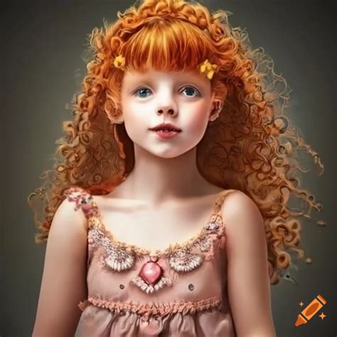 Illustration Of Cute Ginger Haired Girls With Unique Embellishments On