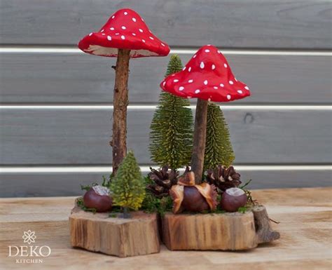 DIY hübsche Herbstdeko mit selbstgemachten Fliegenpilzen Deko