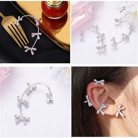 With White Rhinestones Non Piercing Earring For Women Girl Bridal Jewel