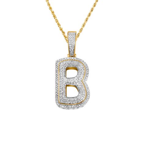 10k Yellow Gold Diamond Letter B Pendant 037 Ctw Avianne Jewelers