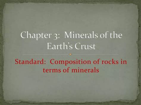 Ppt Chapter 3 Minerals Of The Earths Crust Powerpoint Presentation