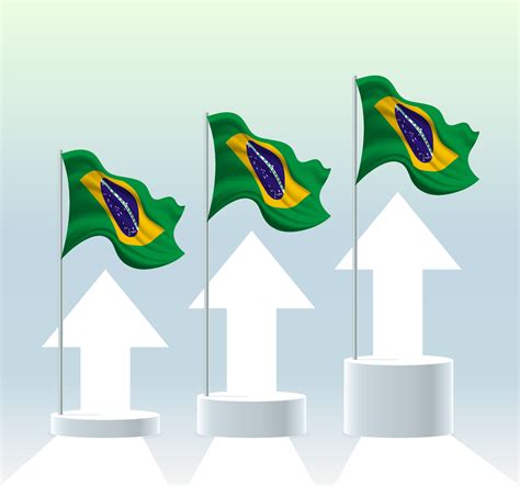 Brazilian flag. The value of the country is rising. Waving flagpole in modern pastel colors ...