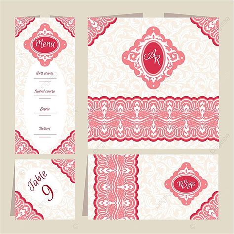 Set Of Floral Wedding Cards Design Retro Kit Vector Design Retro Kit