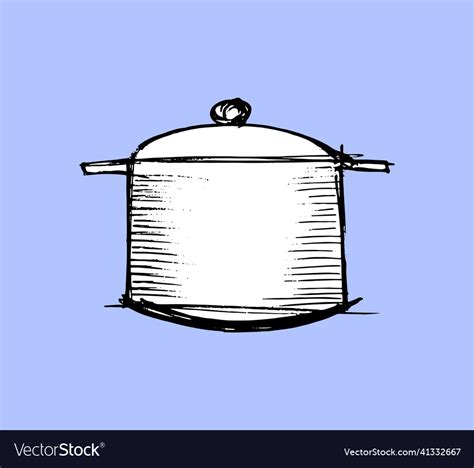 Saucepan sketch utensils for kitchen Royalty Free Vector