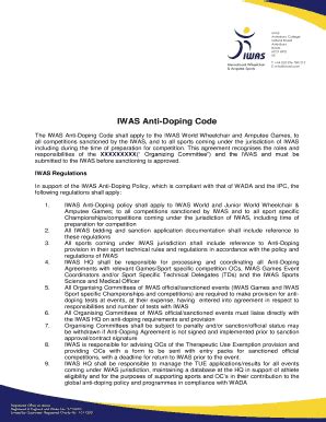 Fillable Online Iwas Anti Doping Code Fax Email Print Pdffiller