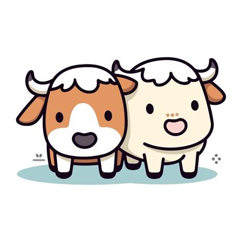 Illustration Vectorielle De Caricature De Vache Et De Taureau Icône De