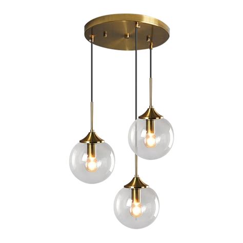 ブランド KCO Lighting Glass Globe Pendant Light Fixture 3 Light Hanging