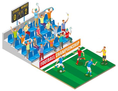 Free Vector Football Match Isometric Composition With Players In Form