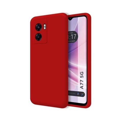 Funda Silicona Líquida Ultra Suave Para Oppo A77 5g Color Roja Con