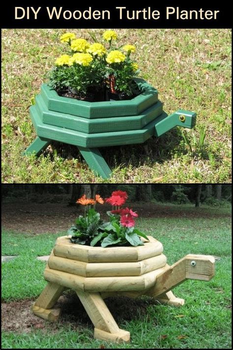 Diy Wooden Turtle Planter The Garden Wooden Diy Diy Planters