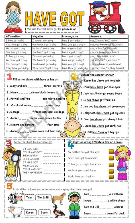 Have Got Affirmative Esl Worksheet By Vampiregirl22