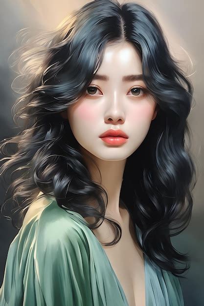 Premium Ai Image Liquid Oil Korean Girl Face