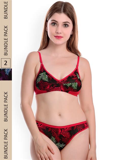 Buy Arousy Pack Of 2 Printed Cotton Lingerie Set Lingerie Set For Women 21949364 Myntra