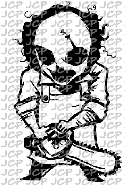 Leatherface Line Art Vinyl Decal Sticker White 4 Ebay