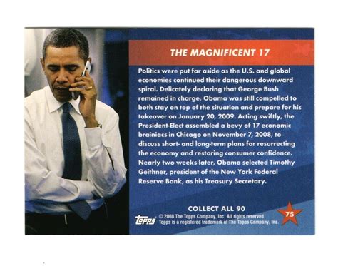 2008 Topps President Barack Obama Trading Card 75 Magnificent 17 EBay