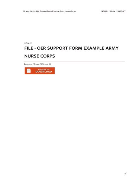 Fillable Online File Oer Support Form Example Army Nurse Corps Pdf