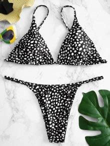 Off Zaful Printed Tie String Bikini Set In White Zaful