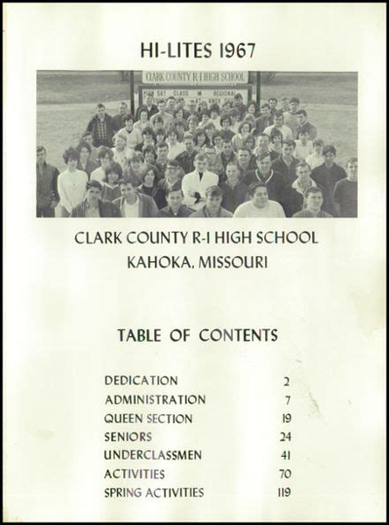 Explore 1967 Clark County R.1 High School Yearbook, Kahoka MO - Classmates