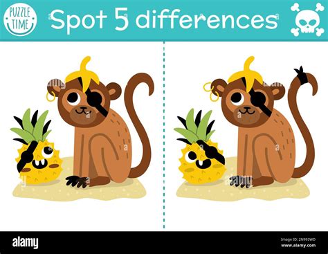 Find Differences Game For Children Sea Adventures Educational Activity