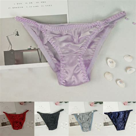 Female 100 Silk Satin Briefs Cute Low Rise Bikinis Underwear Knickers Lingerie For Women