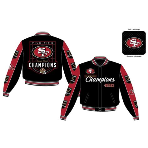 San Francisco 49ers Five-Time Super Bowl Champions Reversible Jacket ...