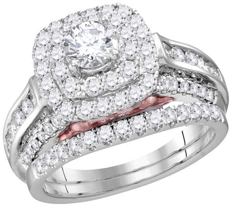 14kt White Gold Womens Round Diamond Bellissimo Bridal Wedding