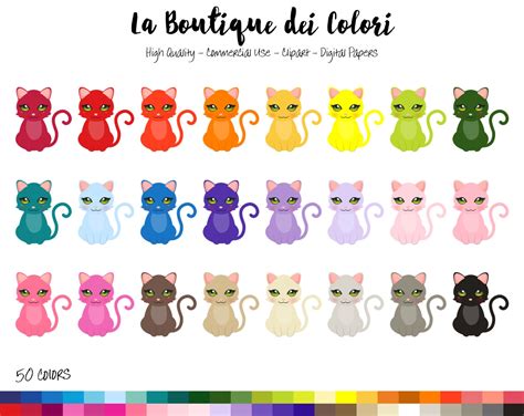 50 Rainbow Cat Clip Art Cute Digital Illustrations Png Pet Etsy