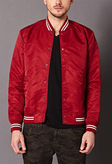 striped bomber jacket  red  men lyst