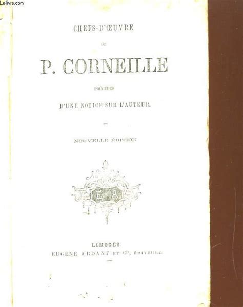 Chefs D Oeuvre De P Corneille By P Corneille Bon Couverture Rigide