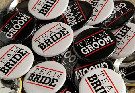 Team Bride Team Groom White Black Red 50 Pack Buttons Etsy