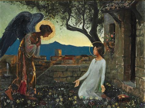 The Annunciation of the Virgin Mary Painting | Harald Slott-Møller Oil ...