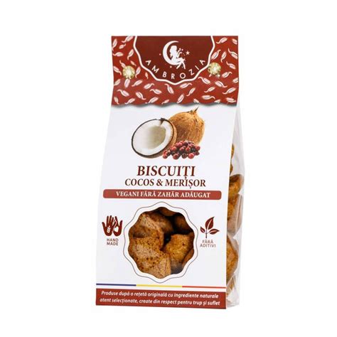 Biscuiti Vegani Cu Merisor Si Cocos Fara Zahar G Hiper Ambrozia