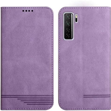 Coque Huawei Nova 7 SE Ultra Mince Cuir Fente Carte Béquille Magnétique