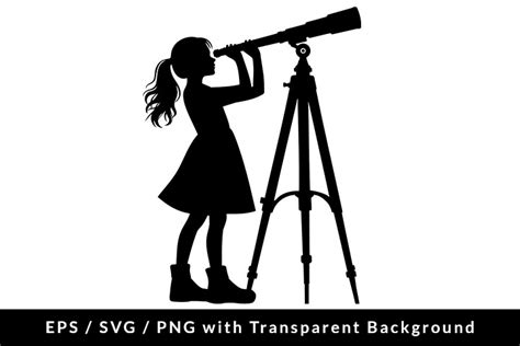 Girl Looking Telescope Silhouette SVG Graphic By Martcorreo Creative