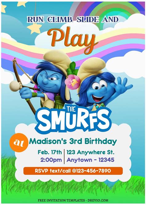 Free Editable PDF Magical Smurfs Birthday Invitation Templates