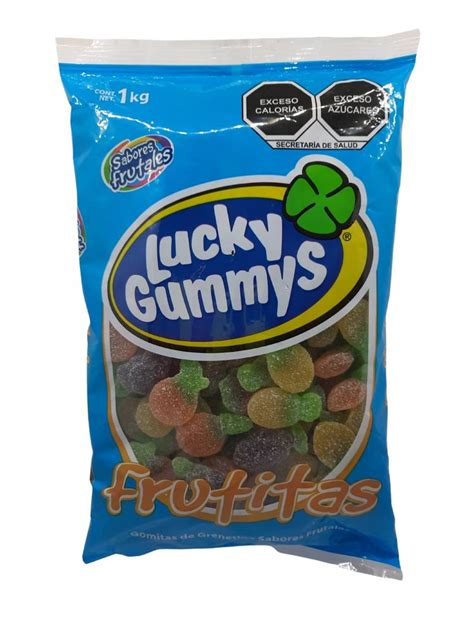 Lucky Gummy S Fruittass Are Packed In A Bag On A White Background