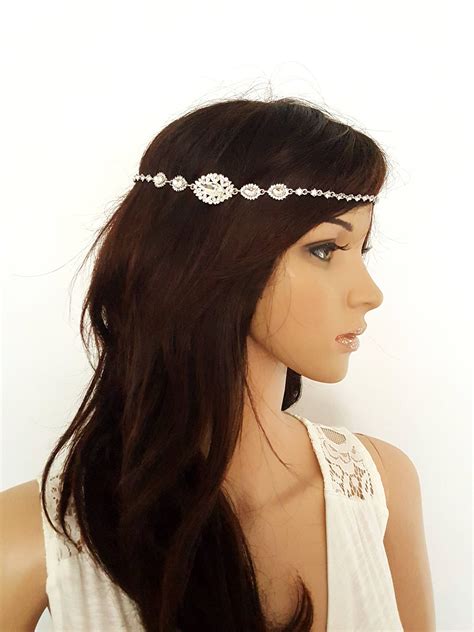 Halo Headband Bridal Headpiece Wedding Hair Chain Crystals Etsy