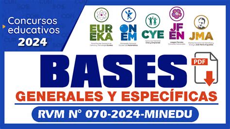 Rvm N° 070 2024 Minedu Aprobar Las Bases Generales Y Específicas De