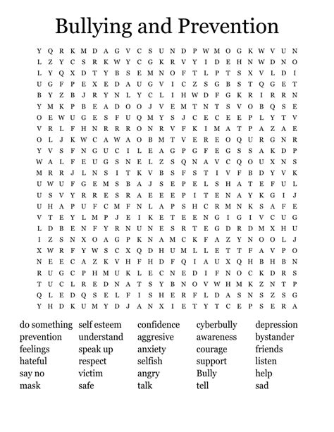 Bullying Word Search WordMint