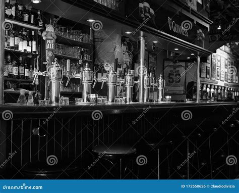 Irish Pub In Duesseldorf Black And White Editorial Photo Image Of