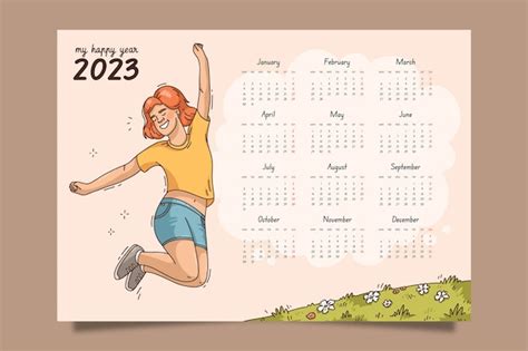 Mod Le De Calendrier Mensuel Dessin La Main Vecteur Gratuite