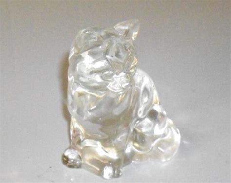 Vintage Fenton Clear Glass Cat Figurine Paperweight Etsy