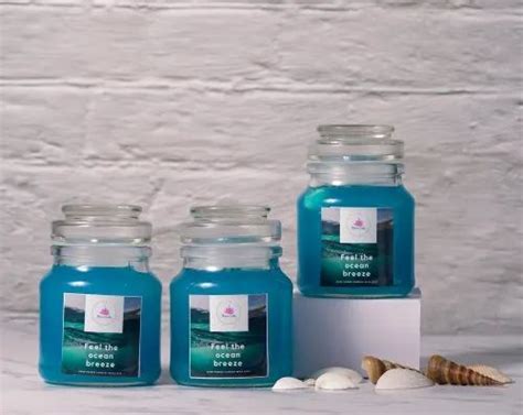 Aroma Aqua Blue Ocean Breeze Scented Candles 200gm 150gm 100gm Jars