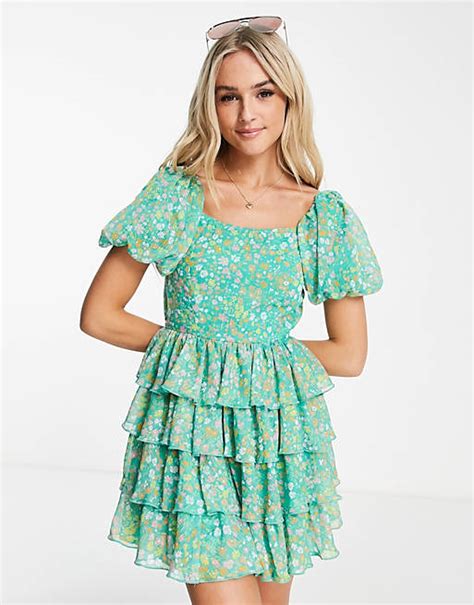 Miss Selfridge Festival Minikleid Aus Chiffon Mit Buntem