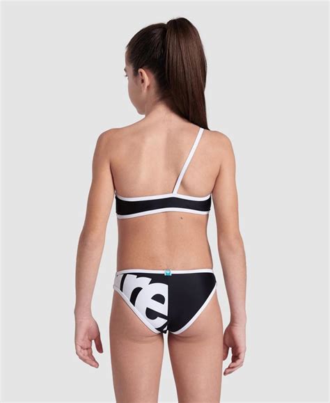 Arena Ein Schulter Bikini Mädchen Arena Logo Calypso Coral fluo Red