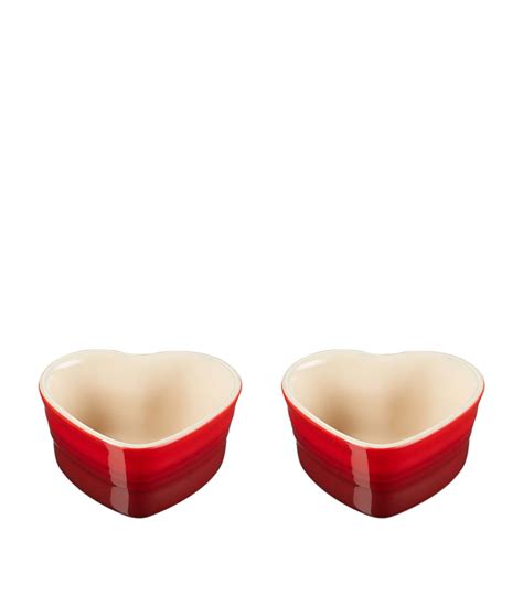 Le Creuset Set Of 2 Stoneware Heart Ramekins 11cm Harrods Uk