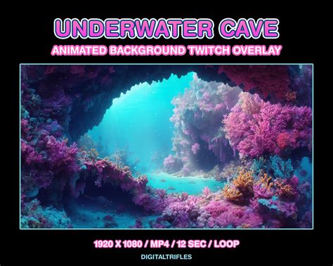 Animated Vtuber Underwater Background Twitch Overlay Stream Background Ocean Sea Cave